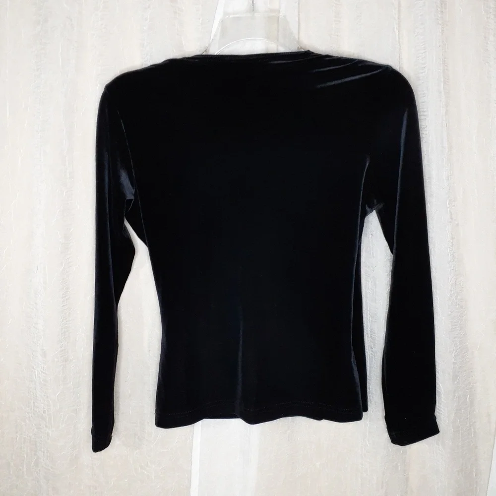 Casual Corner Black Velvet Formal Blouse - Picture 3 of 7